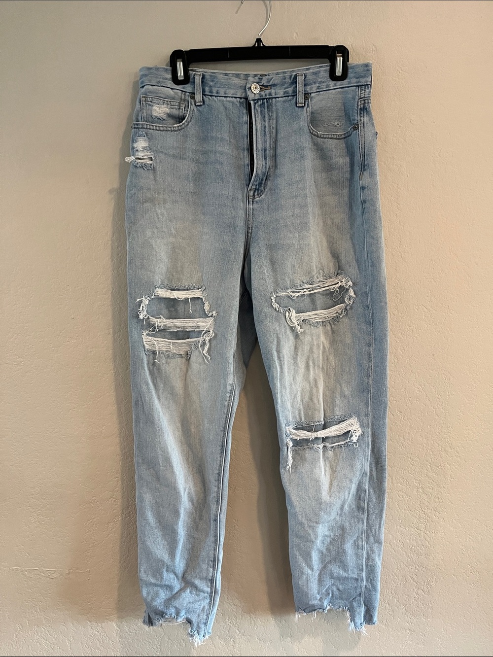 American Eagle Outfitters Light Blue Distressed Relaxed Jeans “Curvy Mom” cut